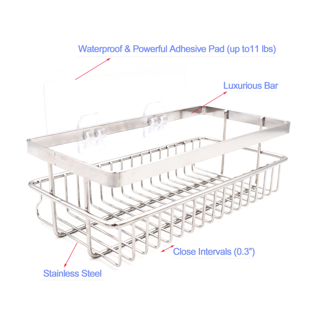 Smart Adhesive Multi Functional Stainless Steel Compact Caddy Shelf